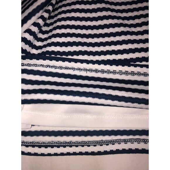 Hutch Off Shoulder Dress Size S Blue White Striped Knit Asymmetrical Nautical - Picture 10 of 11